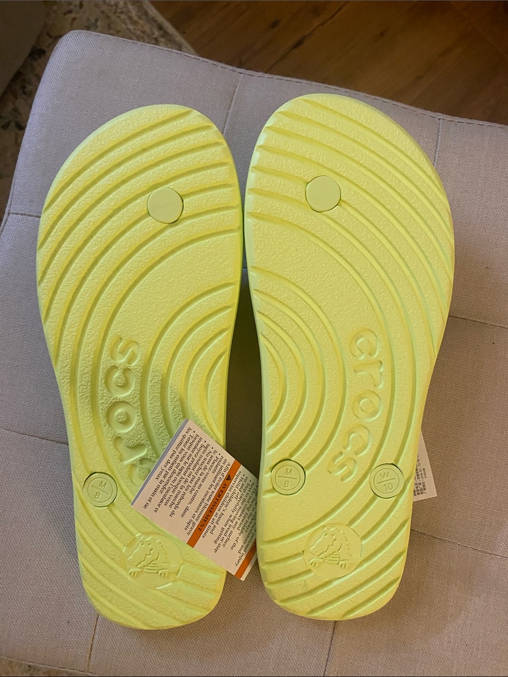 CROCS Lemon Yellow Flip Flop Sandals - Picture 3 of 3